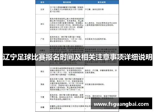 辽宁足球比赛报名时间及相关注意事项详细说明